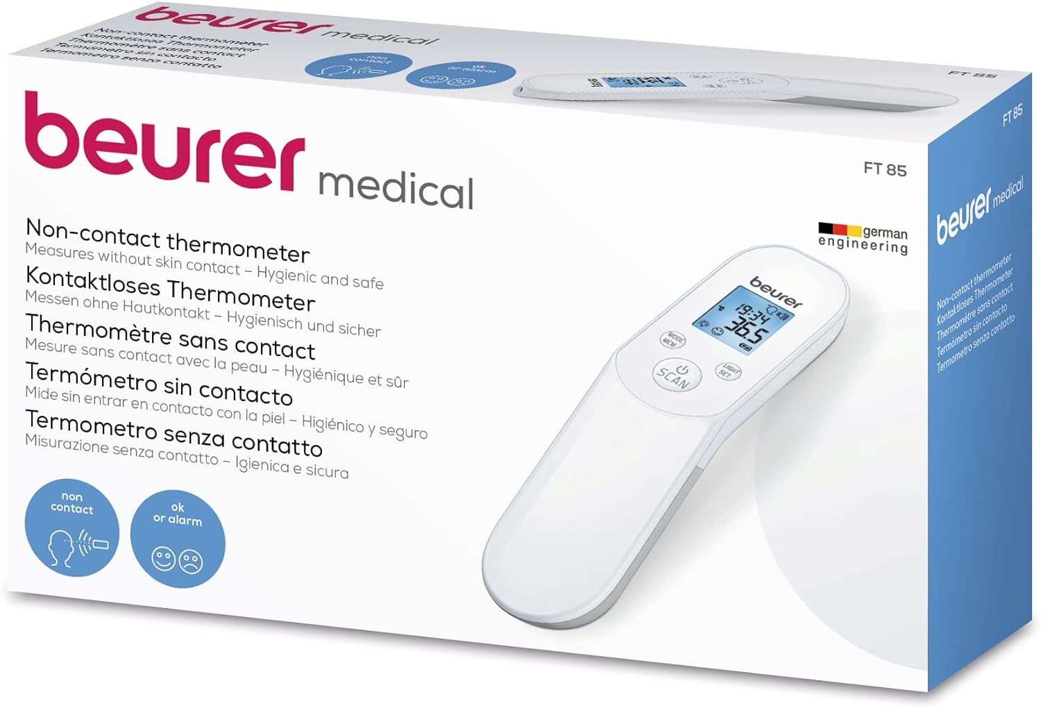 Beurer FT 85 Termometer med fjernregistrering Hvid Pande Knapper